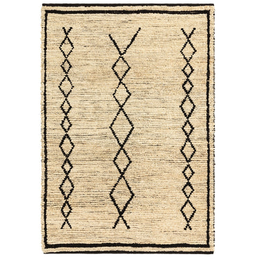 Souk Berber Natural Chunky Weaves Hand Woven Jute Rug in Beige Black