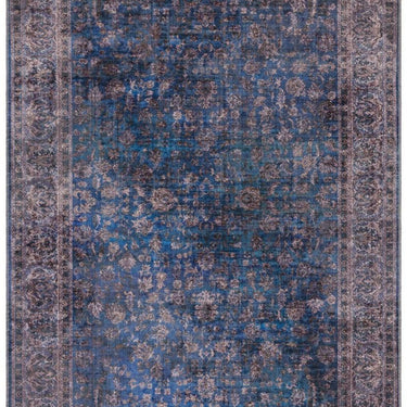 Kaya Ava KY02 Traditional Classic Persian Floral Flatweave Washable Rug in Blue Black