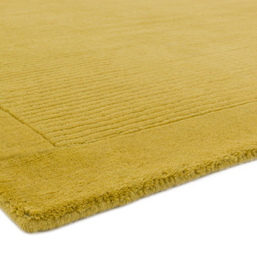 York 100% Wool Rug Hand Made Modern Plain Bordered Rug in Yellow Mustard