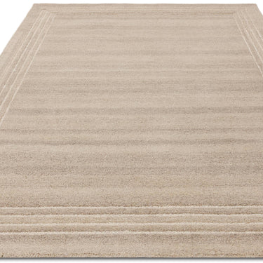 Asiatic London Orlo Natural Framed Sand Beige Hand-Carved Wool Textured Bordered Rug