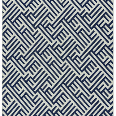 Asiatic London Antibes AN04 Blue White Linear Indoor Outdoor Polypropylene Geometric Flatweave Rug