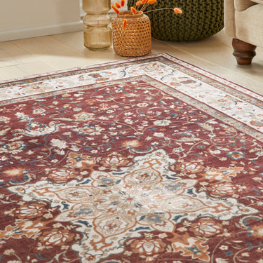 Consept Looms Liberty Classic LIB203 Palette Red Washable Non-Slip Traditional Rug