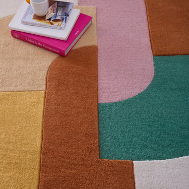 Origins Retro Deco Tufted Multicolour Wool Rug