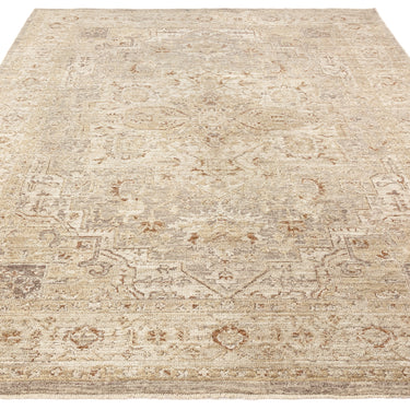 Asiatic London Heriz HE01 Serapi Beige High-Low Texture Traditional Vintage Textured Medallion Hallway Runner Rug