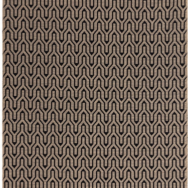 Global Lattice Geometric Flatweave Jute Rug in Black