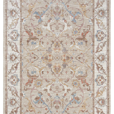 Alia Keyon Beige Cream Traditional Floral Bordered Rug