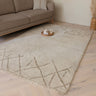 Asiatic London Azera Crosshatch Tribal Design Cream White Washable Wool Shaggy Berber Rug - Medium 120x170 cm (4'x5'6")
