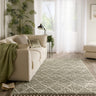 Casablanca Eucalyptus Green Ivory By Polypropylene Shaggy Moroccan Geometric Rug - Small 80x150 cm (2'6"x5')
