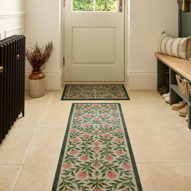 My Nylon Pattern Pink Botanical Washable Non-Slip Bordered Doormat - Runner 50 x 150 cm (2'x5')