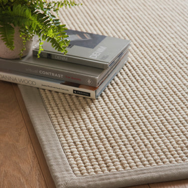 Origins Sisal Boucle Durable Classic Bordered Natural Grey Non-Slip Cotton Traditional Textured Rug
