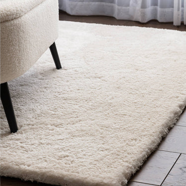 Opulence Ivory Luxurious Shine Fluffy Soft Tufted Cotton Shaggy Textured Rug