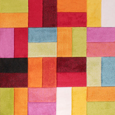 Spectra Carved Largo Geometric Rainbow Bright Multi Coloured Soft Rug Hallway Runner