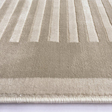 Phoenox Belgrade Border Natural By Origins Polypropylene Geometric Striped Bordered Rug