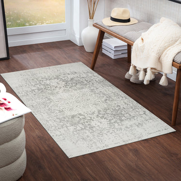 Harput HAP1024 Abstract Vintage Grey Area Washable Jute Cotton Polypropylene Rug