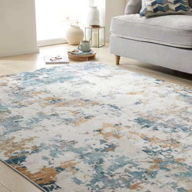 Consept Looms Liberty LIB104 Aqua Blue Washable Non-Slip Modern Rug
