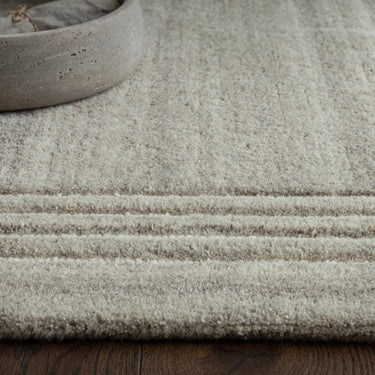 Asiatic London Orlo Natural Framed Grey Hand-Carved Wool Textured Bordered Rug
