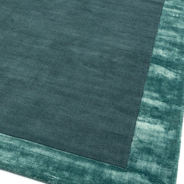 Ascot Modern Plain Hand Woven Wool Viscose Bordered Aqua Blue Rug
