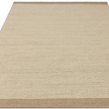 Asiatic London Lima Natural Weaves Sand Beige Contrasting Edge Hand-Woven Wool Cotton Textured Rug