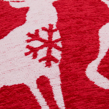 Christmas Snowy Reindeer Scene Red Washable Cotton Soft Cushion 45x45 cm