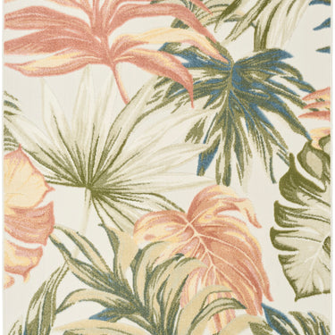 Nourison Aloha ALH43 Ivory Green Indoor Outdoor Polypropylene Floral Textured Rug