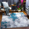 Wanderlust 2328 Teal Blue Grey Jute Abstract Scandi Rug - Medium 120x170 cm (4'x5'6")