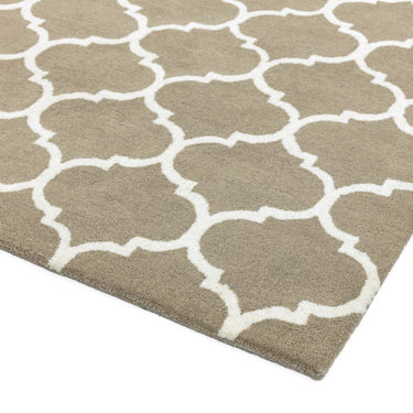 Albany Ogee Traditional Morroccan Trellis Design Hand Tufted Wool Rug in Camel