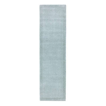 York 100% Wool Rug Hand Made Modern Plain Bordered Rug in Duck Egg