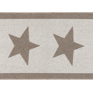 My Stain Resistant Durable Stone Beige Star Washable Non-Slip Polypropylene Bordered Hallway Runner Rug - Runner 67x200 cm (2'2"x6'7")
