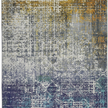 Consept Looms Lux LUX06 Machine Blue Copper Washable Non-Slip Abstract Geometric Rug