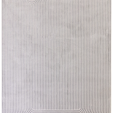 Kuza Shape Rug Soft Silky Curved Edges Abstract Modern Plain Striped Rug in Silver / Grey