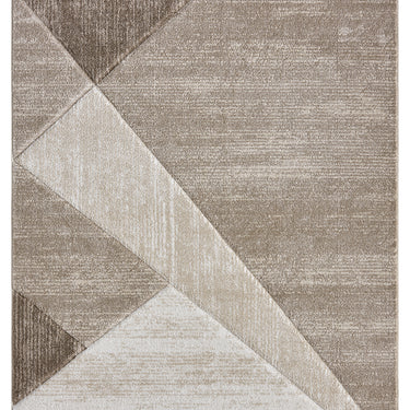 Orbit Tundra 3D Beige Abstract Geometric Textured Hallway Runner Rug
