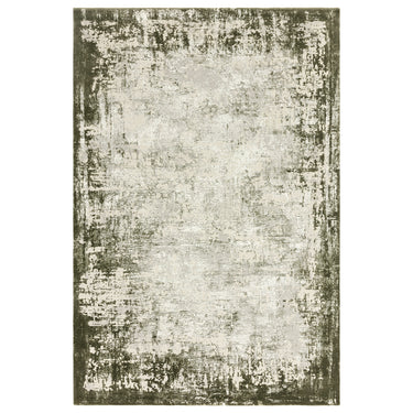 Asiatic London Kuza Border Soft Velvety Silky Green Polypropylene Abstract Textured Distressed Rug 200x290 cm