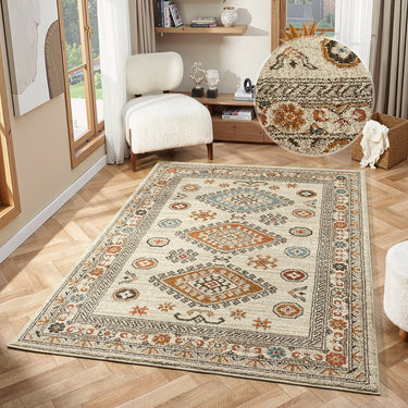 Cashmere 5567 Cream Oriental Traditional Floral Kilim Hallway Runner Rug