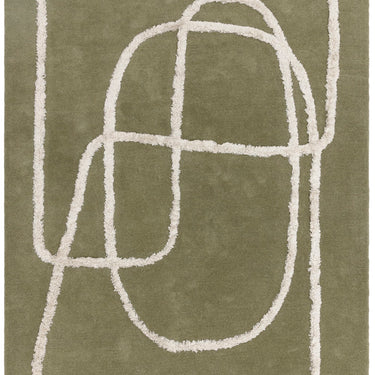 Matrix Infinity Retro Tufted Soft Silky Sage Green Wool Viscose Abstract Geometric Rug