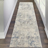 Nourison Rustic Textures RUS07 Ivory Grey Blue Jute Polypropylene Abstract Textured Hallway Runner Rug