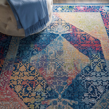 Nourison Ankara Vintage Antique Traditional ANR04 Rug in Blue Multi Extra Large 239x300 cm