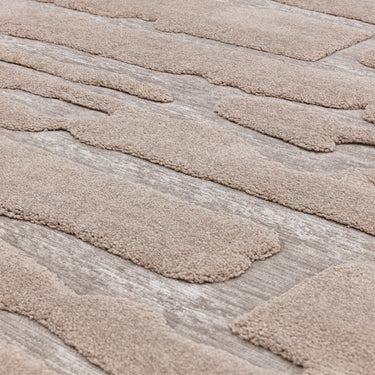 Valley Path Geometric 3D Pattern Rug in Charcoal Grey, Natural and Ivory