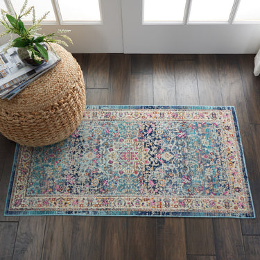 Nourison Vintage Kashan VKA01 Traditional Rug Bedroom Living Room Oriental Classic Rug in Blue