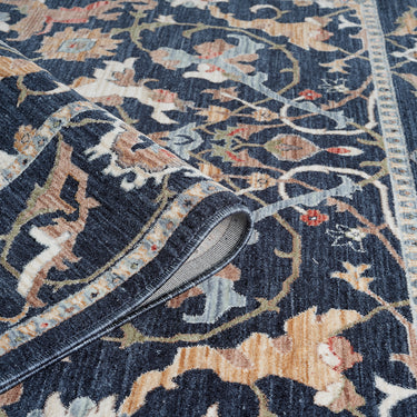 Alia Keyon Navy Traditional Floral Bordered Rug