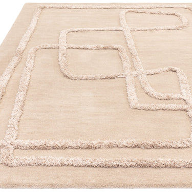 Matrix Infinity Retro Tufted Soft Silky Sand Natural Wool Viscose Abstract Geometric Rug