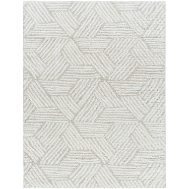 Cloudy Shag Geometric Soft Plush Pile Beige Rug