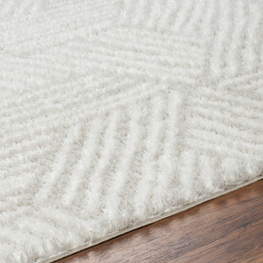 Cloudy Shag Geometric Soft Plush Pile Beige Rug