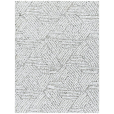 Cloudy Shag Geometric Soft Plush Pile Grey Rug