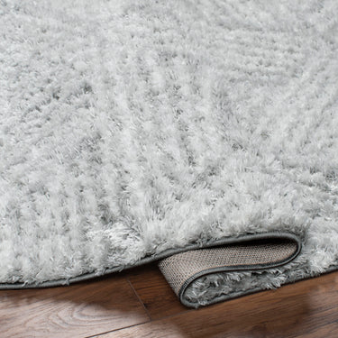 Cloudy Shag Geometric Soft Plush Pile Grey Rug