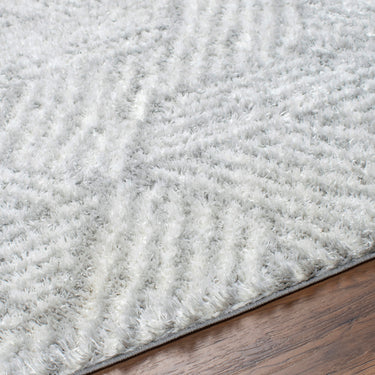 Cloudy Shag Geometric Soft Plush Pile Grey Rug