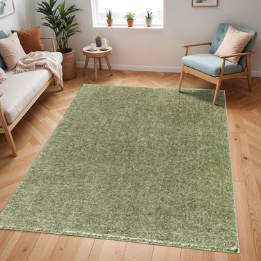 Cloudy Shag Solid Color Plush Soft Pile Green Rug
