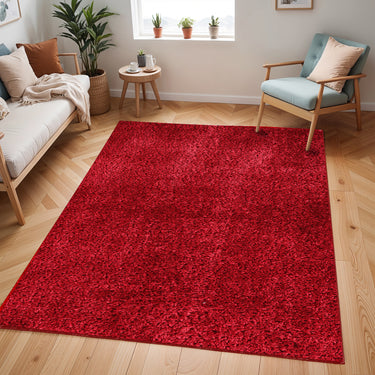 Cloudy Shaggy Solid Color Red Rug