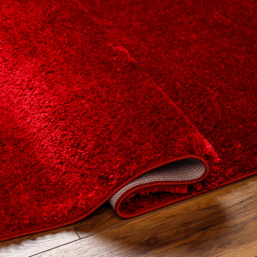 Cloudy Shag Solid Color Plush Soft Pile Red Rug