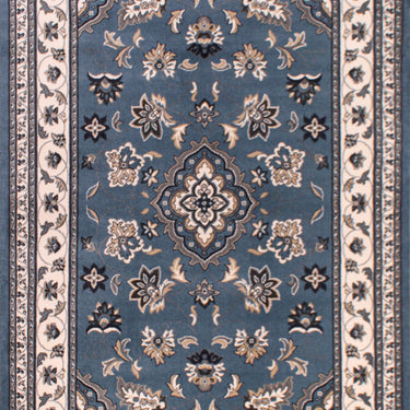 Traditional Sherborne Classic Bordered Rug Hallway Runner in Blue