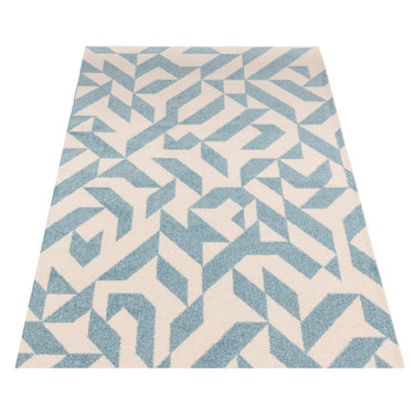 Muse Modern Geometric Shapes Cream Blush Pink and Blue Rug Hallway Runner